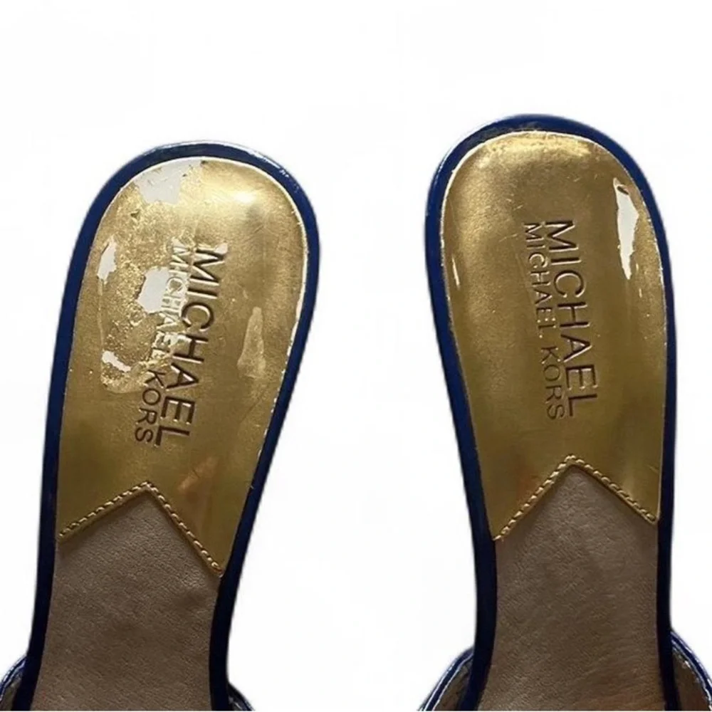 Vintage Michael Kors Royal Blue Kitten Heels with Gold Accents - Picture 5 of 8